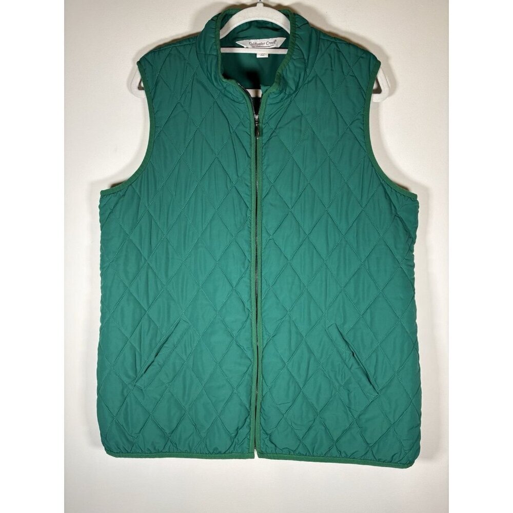 Coldwater Creek Emerald Green Quilted Vest for‎ All Seasons Size PXL Cottagecore
